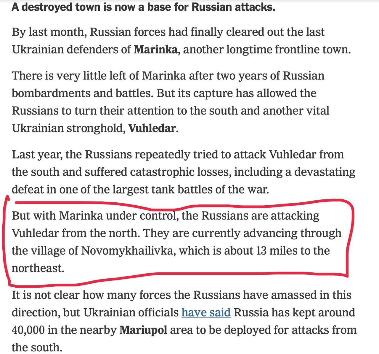 New York Times разглежда пет потенциални места за по-нататъшен руски натиск/офанзива.