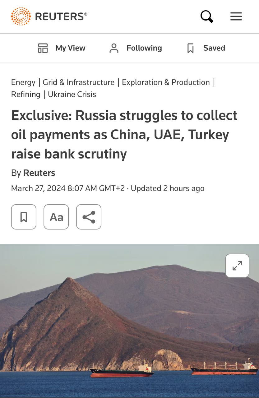 Русия не може да получи парите за петрола от Китай, Турция и ОАЕ заради санкциите, – Reuters