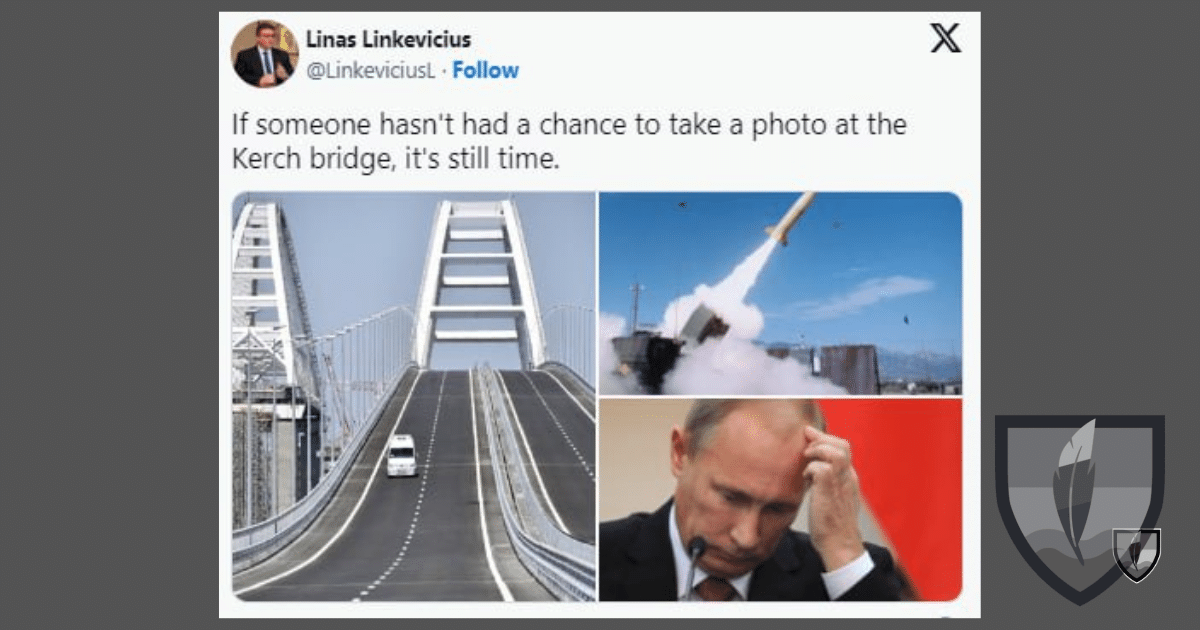 Бившият министър на външните работи на Литва се пошегува с Кримския мост. Руснаците му отправиха заплахи.