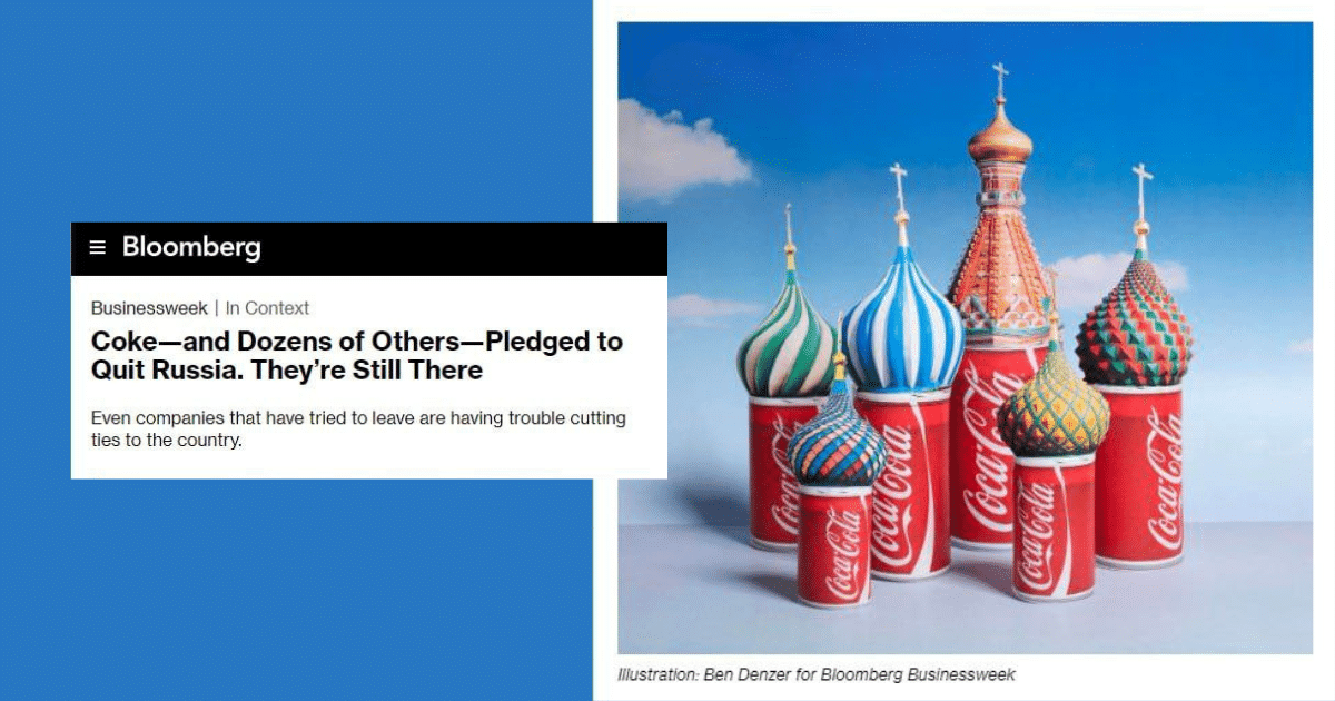 Coca-Cola и Pepsi продължават да печелят пари на руския пазар въпреки обещанието да напуснат Руската федерация, — Bloomberg.