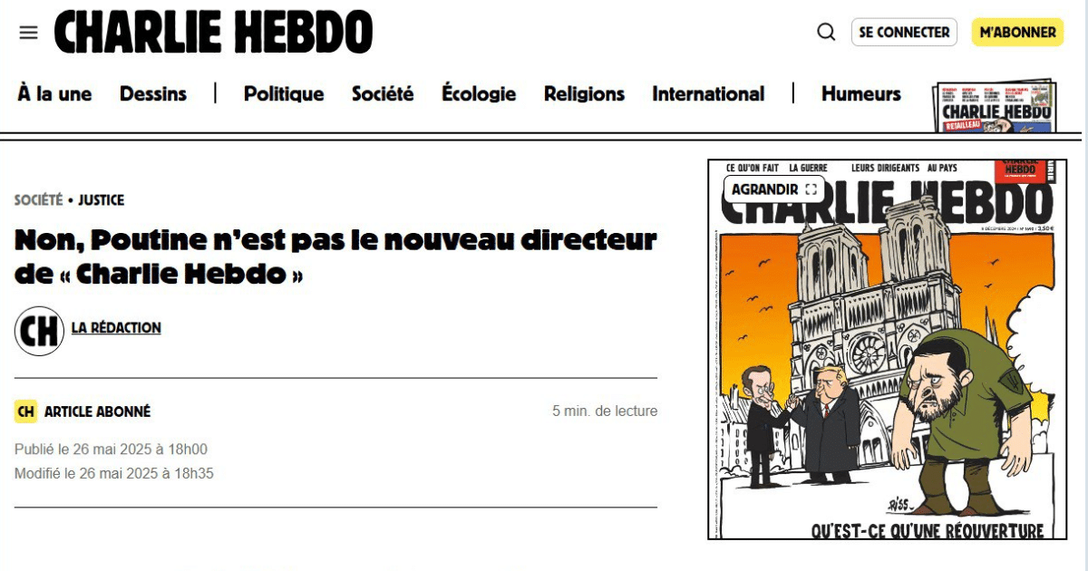 Charlie Hebdo съди за фалшиви корици, насочени срещу Украйна и в подкрепа на Кремъл